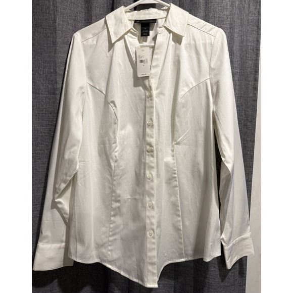 Lane Bryant Tops - Lane Bryant Women's Button Down V-neck Dress Shirt Long Sleeves SZ 16 White NWT